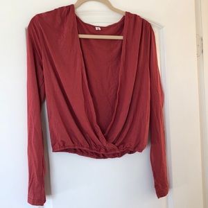 Long sleeve deep v top